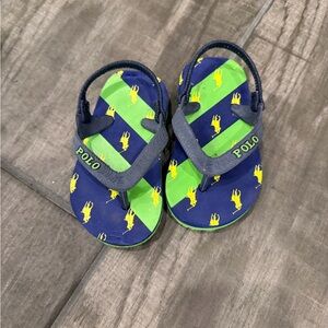Polo by Ralph Lauren Kids Navy and Lime Flip Flops